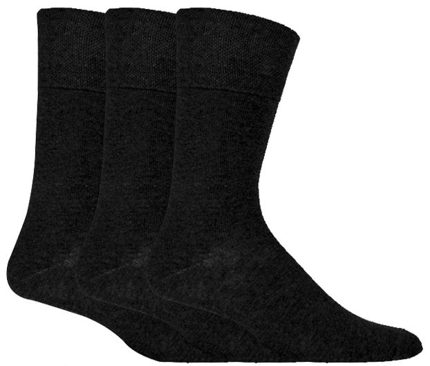 IOMI Gentle Grip pánske diabetik ponožky 3 páry ČIERNE lem bez gumičiek