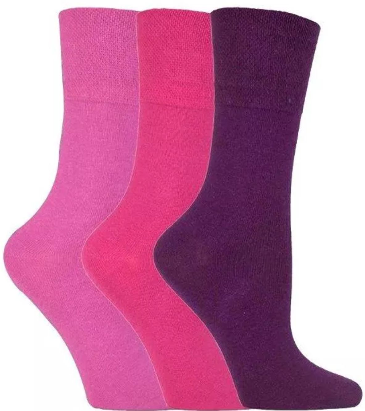 IOMI Gentle Grip dámske diabetik ponožky 3 páry RUŽOVÉ lem bez gumičiek