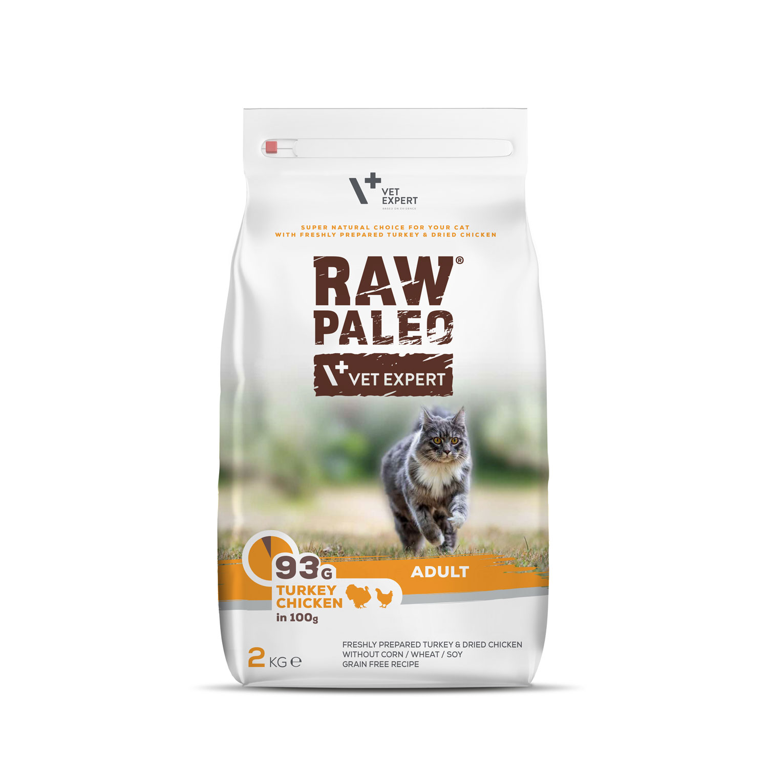 RAW Paleo Adult Cat - suché krmivo s krůtím a kuřecím masem pro dospělé kočky