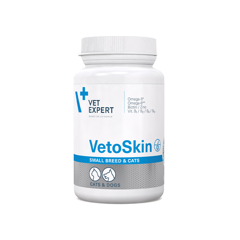 VetoSkin Small Breed and Cats 60 kapslí (Twist off kapsle) - přípravek na podporu zdravé srsti a kůže pro psy i kočky
