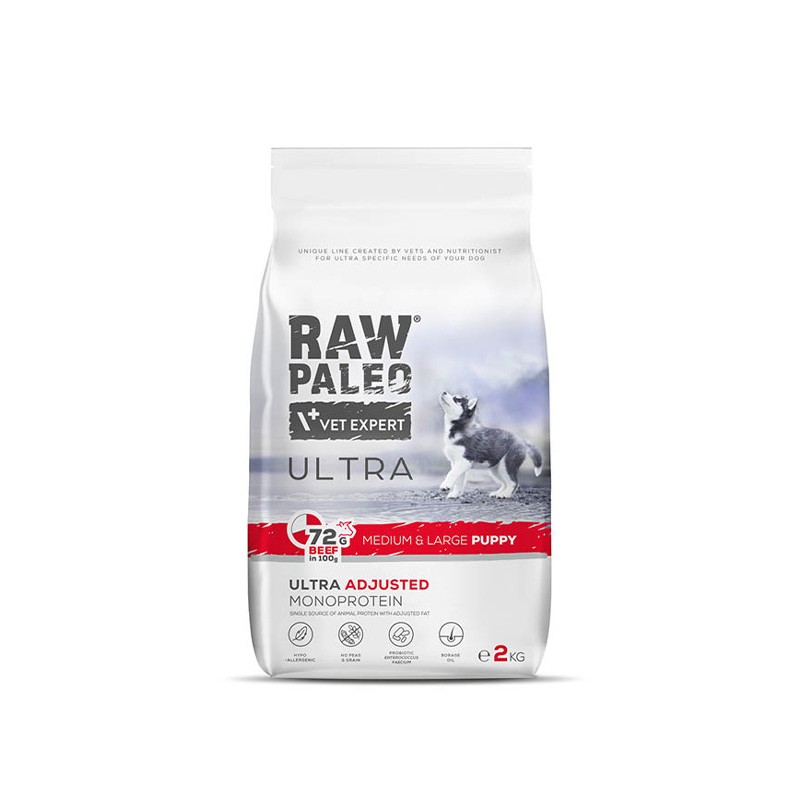 RAW PALEO ULTRA BEEF PUPPY MEDIUM/LARGE - suché krmivo s hovězím masem pro štěňata středních a velkých plemen