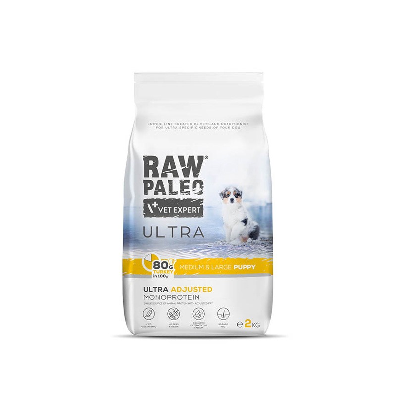 RAW PALEO ULTRA TURKEY PUPPY MEDIUM/LARGE - suché krmivo s krůtím masem pro štěňata středních a velkých plemen