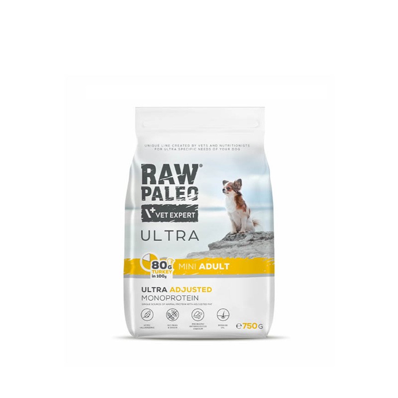 RAW PALEO ULTRA TURKEY ADULT MINI - suché krmivo s krůtím masem pro dospělé psy malých plemen