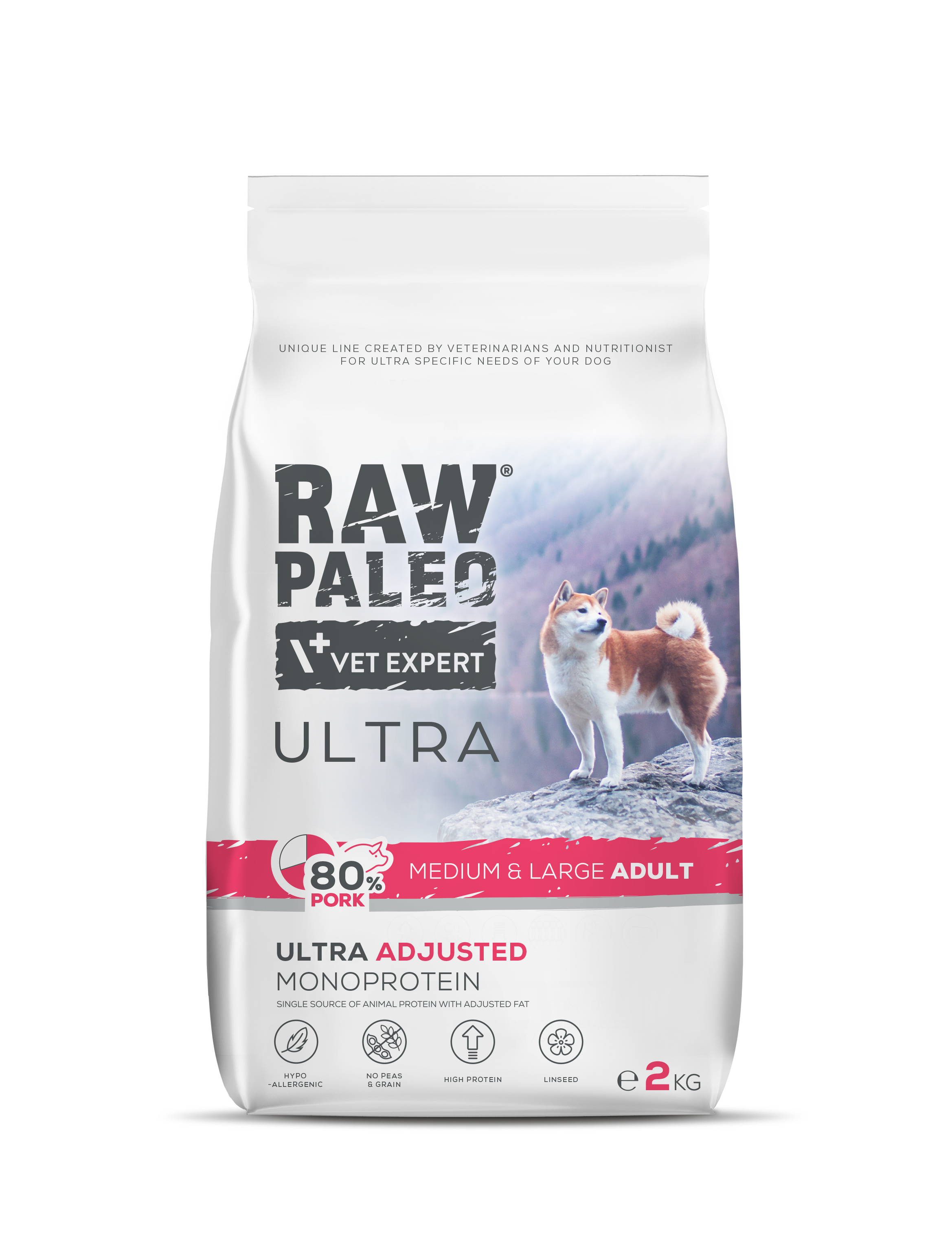 RAW PALEO ULTRA PORK MEDIUM&LARGE ADULT - suché granule s vepřovým masem pro dospělé psy středních a velkých plemen