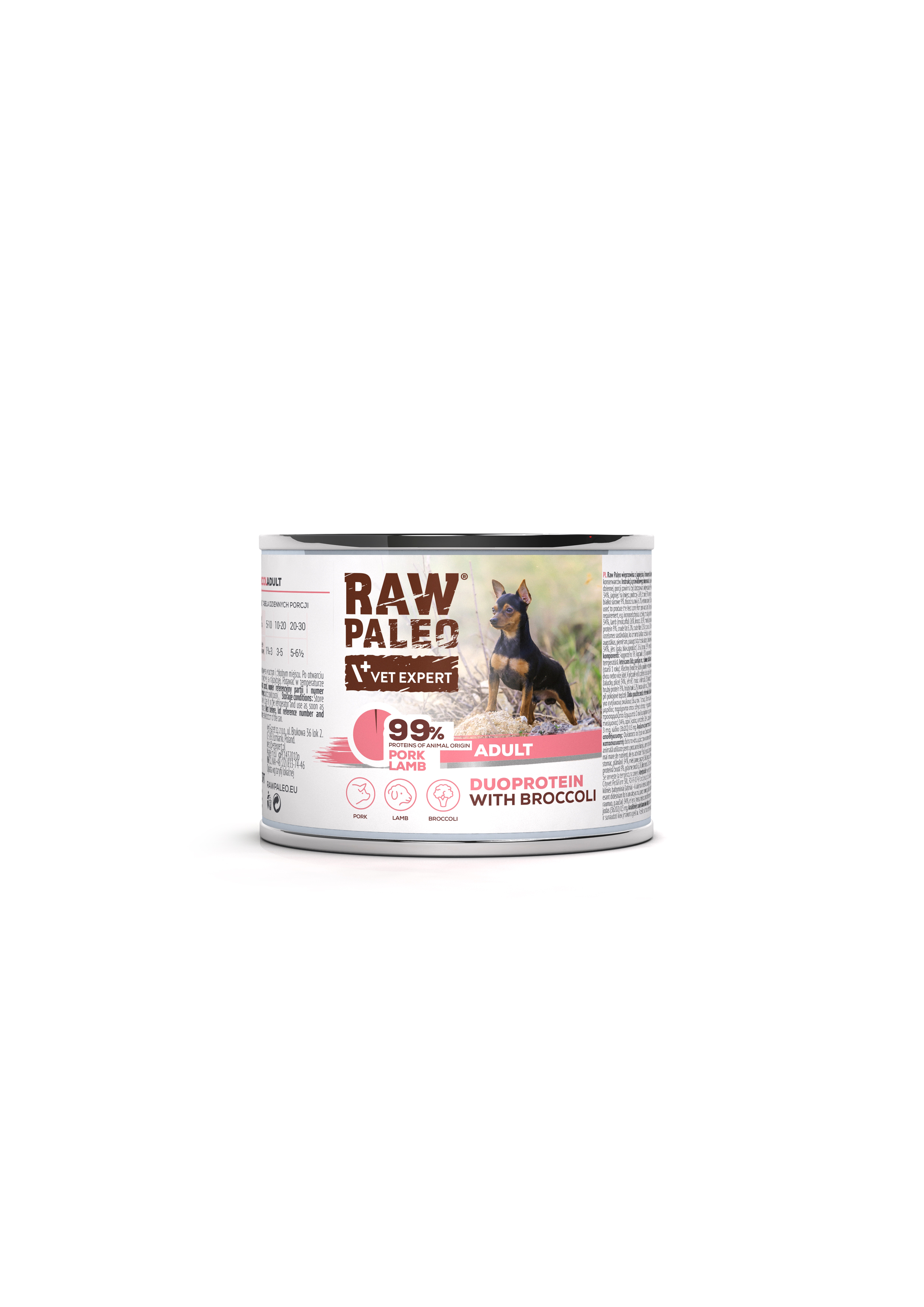 RAW PALEO PORK&LAMB ADULT CAN - Mokré krmivo pro dospělé psy vepřové a jehněčí