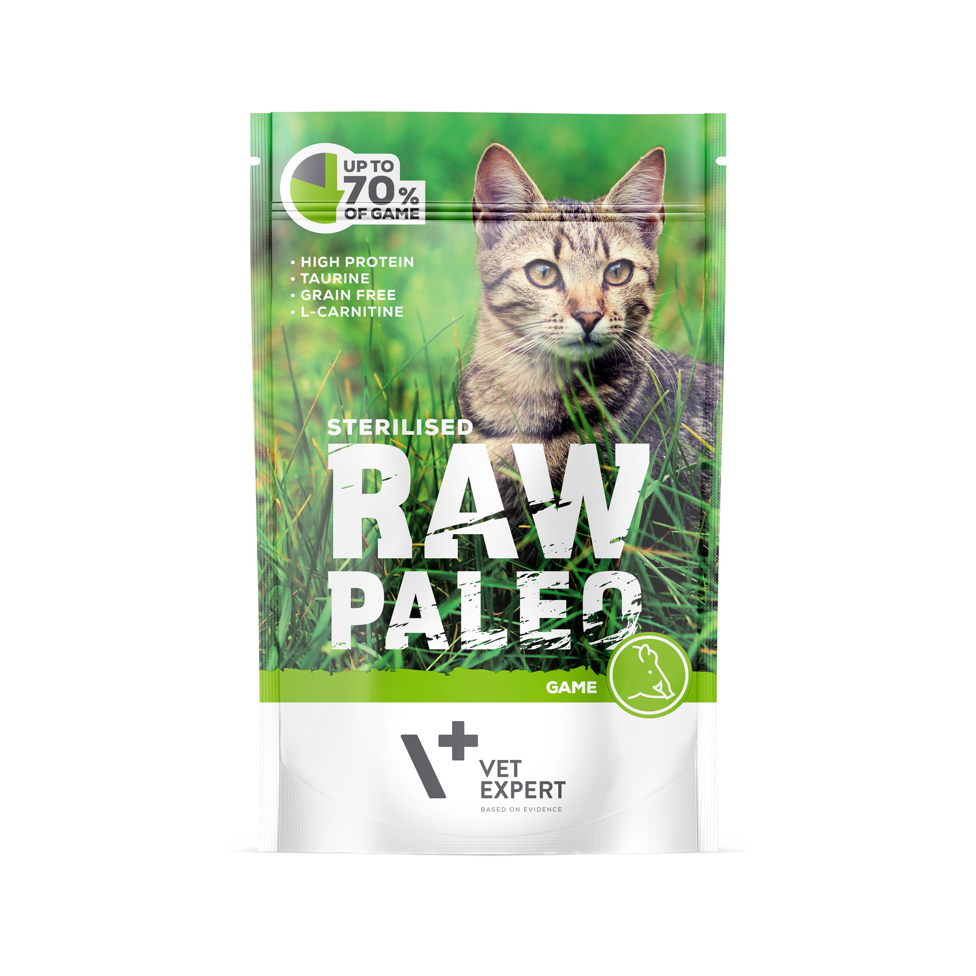 RAW PALEO Sterilised Cat Game - mokré krmivo se zvěřinou pro sterilizované kočky 100g