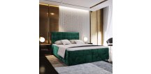 Čalouněná postel boxspring GLORIEN VELVET 140x200 cm tmavě zelená