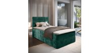 Čalouněná postel boxspring GLORIEN VELVET 90x200 cm tmavě zelená