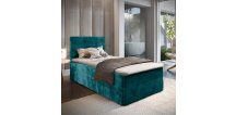 Čalouněná postel boxspring GLORIEN VELVET 90x200 cm tyrkysová