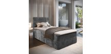 Čalouněná postel boxspring GLORIEN VELVET 90x200 cm šedá