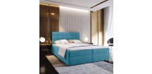 Čalouněná postel boxspring GLORIEN VELVET 140x200 cm modrá