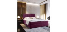 Čalouněná postel boxspring GLORIEN 140x200 cm purpurová