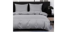 Hotelové povlečení z mikrovlákna JASMINE světle šedé - proužek 2 cm, hotelová kapsa